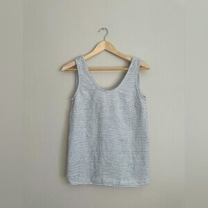 Not Perfect Linen Porto Top - Black Stripe Linen - size S